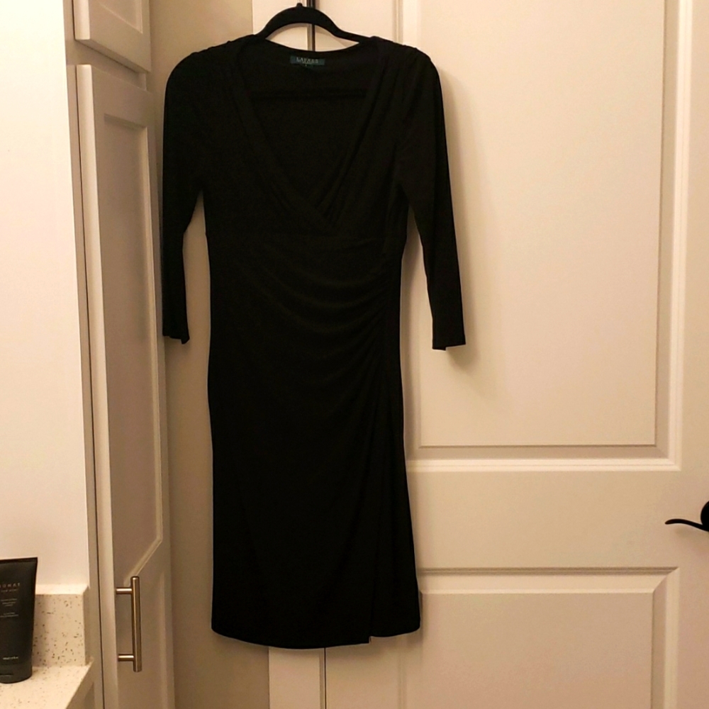 RL faux wrap black dress size 8